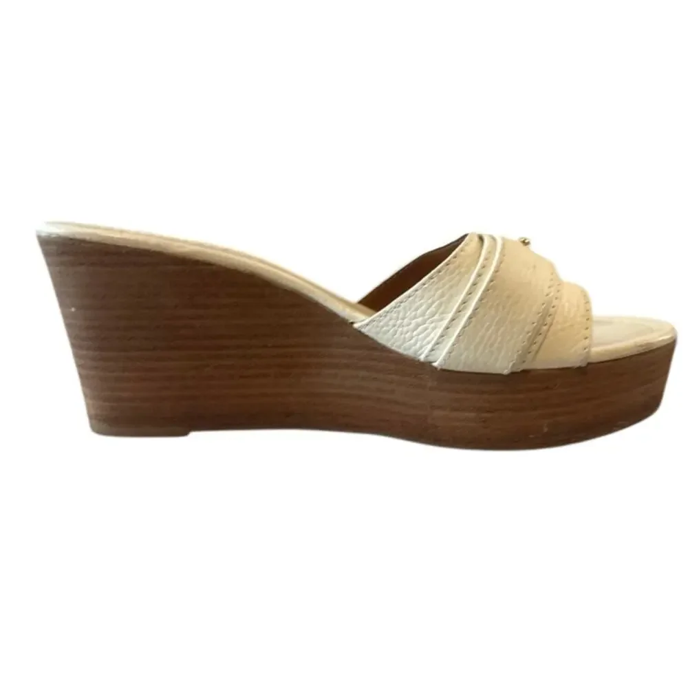Tory Burch Elina‎ Platform Wedge Ivory Gold 9